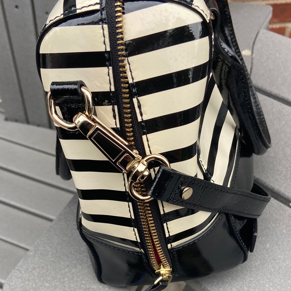 Kate Spade Black and Cream Striped Satchel - Picture 11 of 12